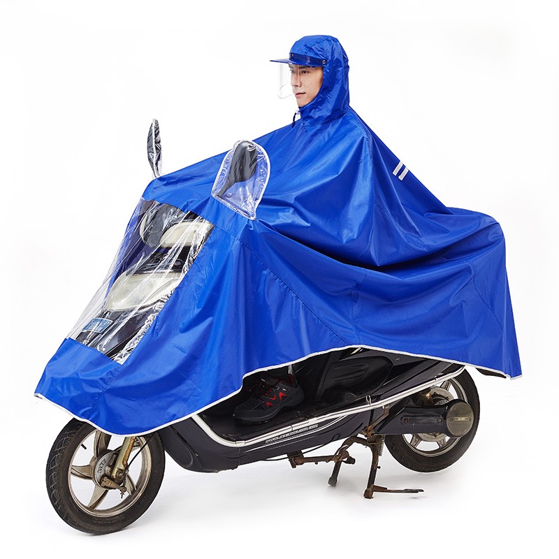 骑安 6710 大面罩电动车雨衣男女单人雨披加大加厚摩托车宝蓝牛津 4xl