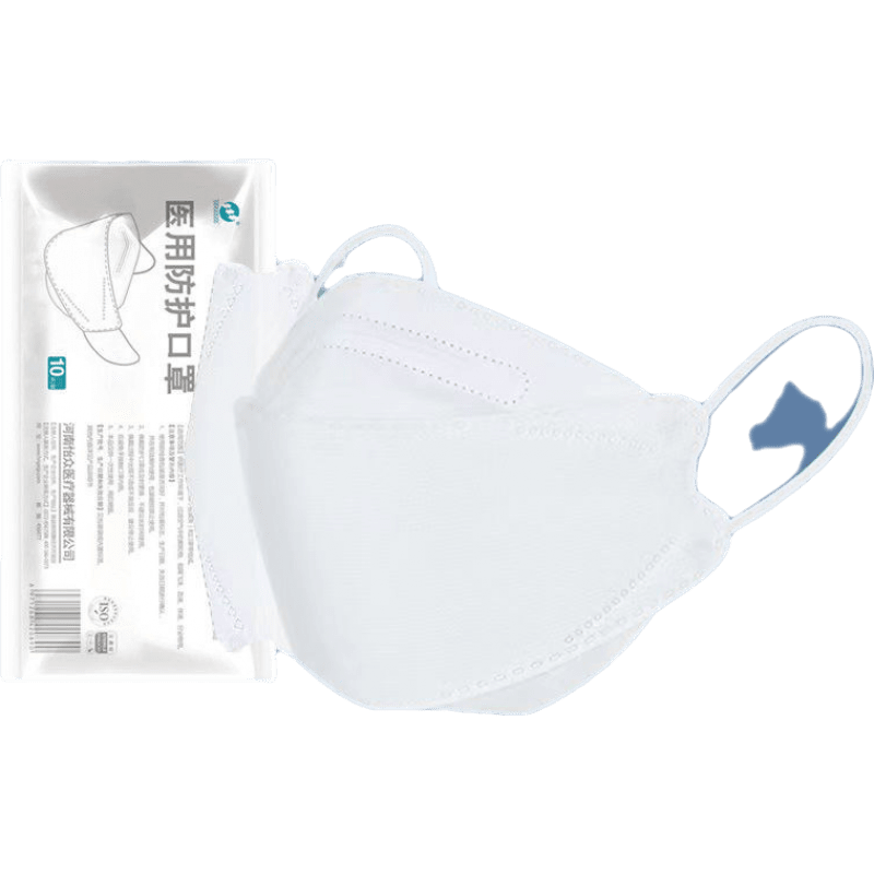 n95医用防护柳叶形鱼嘴一次性3d立体口罩四层韩国高颜值独立包装 白色
