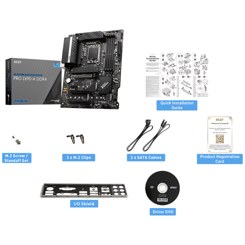 微星(MSI)PRO-Z690-A DDR4主板支持CPU12600K /12600KF/ 12700KF/12700K(Intel Z690/LGA 1700)