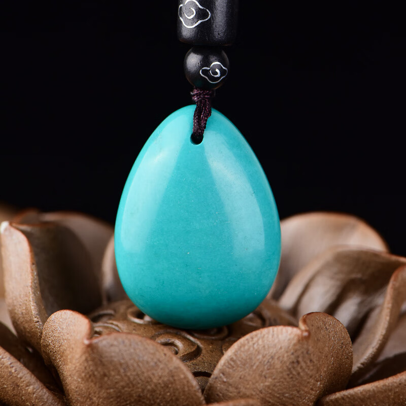 一北 原矿高瓷绿松石吊坠 男女款情侣项链 湖北原石挂件 diy配饰品 绿松石水滴吊坠