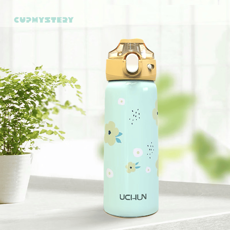 美国cup mystery保温杯女简约卡通学生316不锈钢保冷吸管随手杯简约