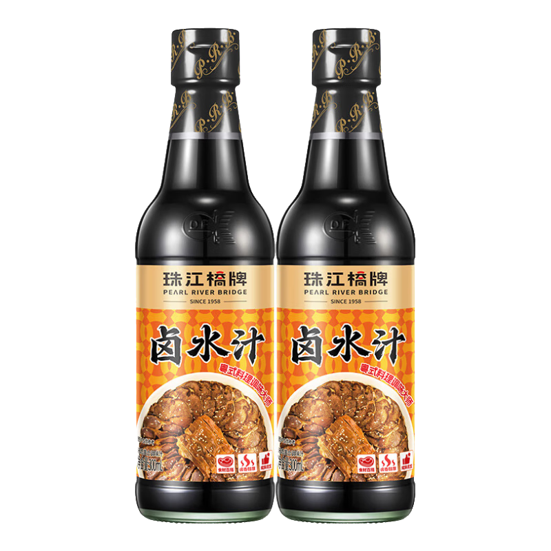珠江橋牌鹵水汁 五香老鹵汁 廣式鹵肉汁 鹵味鹵菜鹵葷鹵豆干料汁 潮汕鹵汁 鹵水汁300ml*2