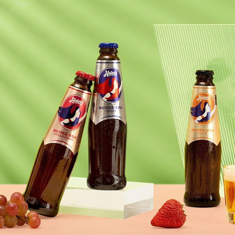 海伦司helens海伦司 果啤270ml*6瓶水果味啤酒草莓*白桃*葡萄低度酒 2