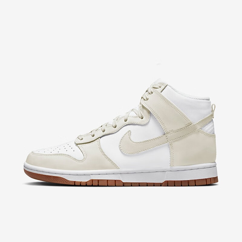 耐克 nike女鞋dunk high sail gum米白 生胶底 高帮复古休闲板鞋 dd