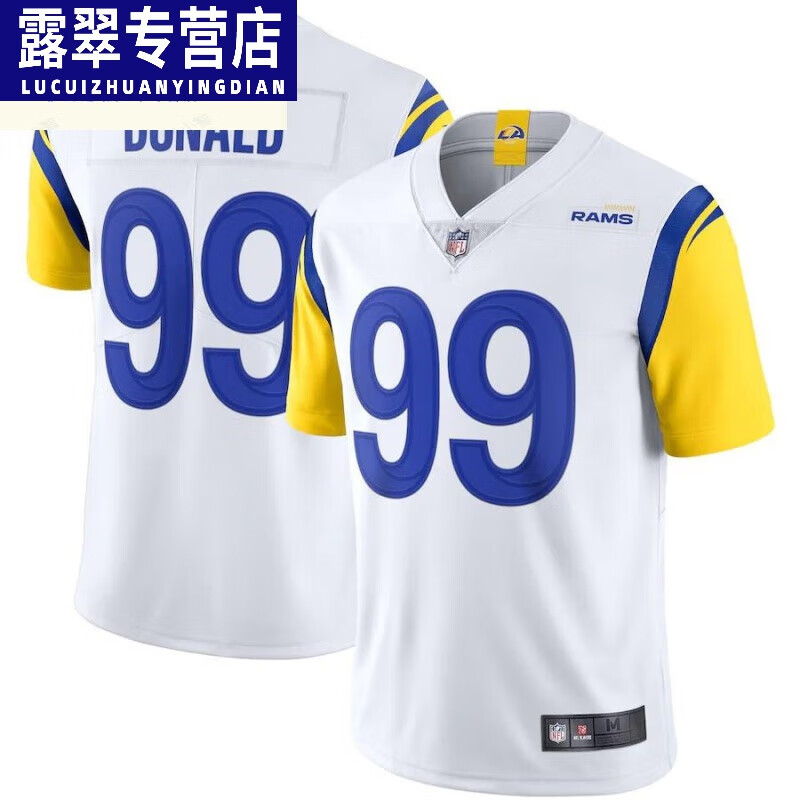 奇立彩洛杉矶公羊losangelesrams橄榄球服99号aarondonald球衣男 白色