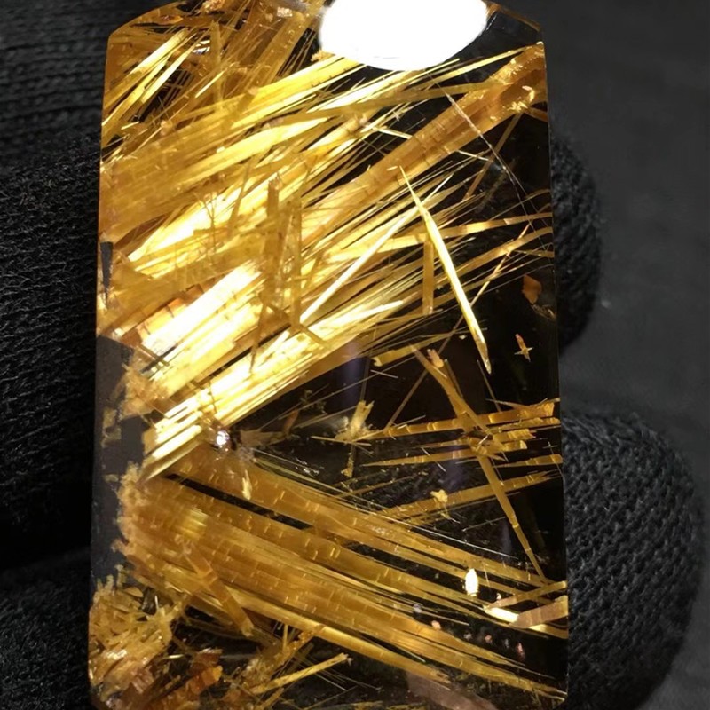 君政原矿钛晶平安牌挂坠吊坠 晶体干净金黄板钛超闪金光灿灿佩戴一生