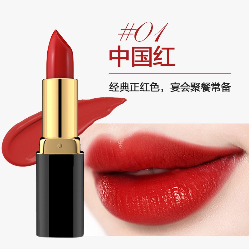 韩纪烈焰魅惑唇膏防水防干滋润保湿口红美妆化妆品 抖音同款口红 中国红01