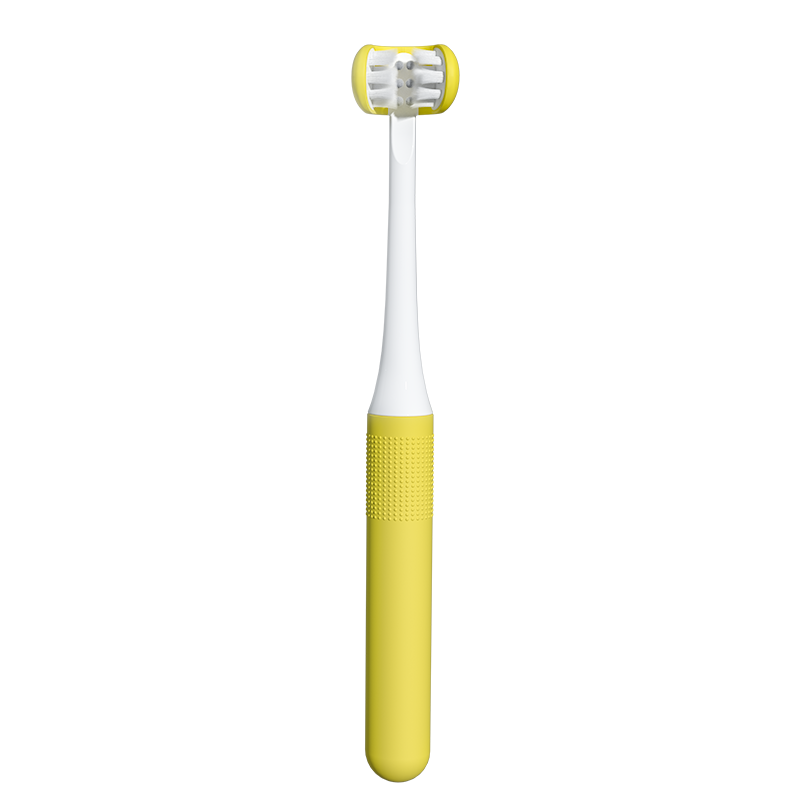 迈贝仕 3d儿童牙刷三面3-6-12岁以上360度超软刷毛宝宝u型刷牙神器 黄色