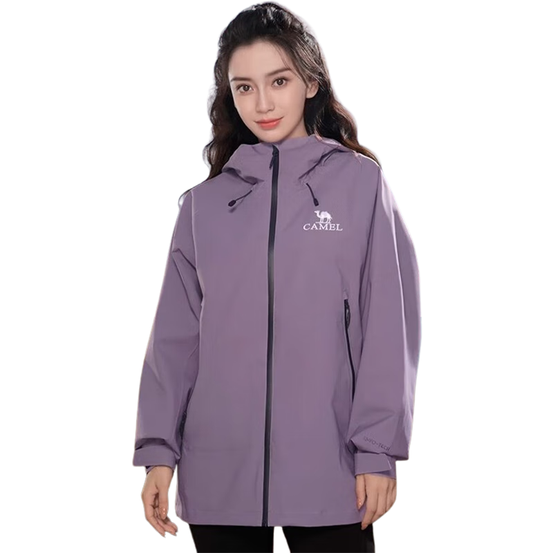 駱駝（CAMEL）沖鋒衣硬殼單層男女外套中性風(fēng)三防登山服女士短外套