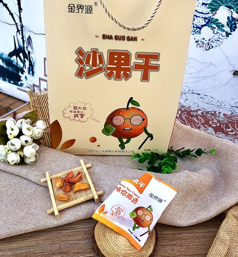 隽颜堂内蒙古扎兰屯特产金界源沙果干500克一袋精包装 500克水果干1袋