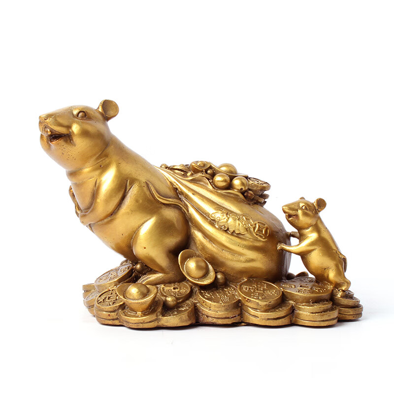 玄友 子鼠摆件运财铜鼠有钱鼠饰品金鼠摆件生肖鼠吉祥物属鼠