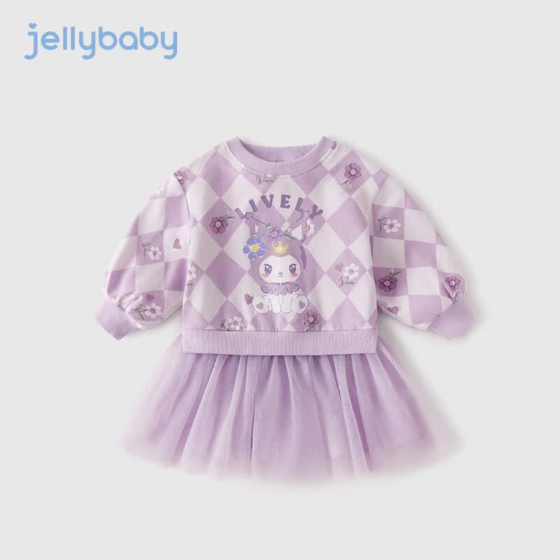 JELLYBABY儿童菱格卫衣裙春秋宝宝裙子女孩网纱裙秋装连衣裙女童 紫色 110CM怎么样,好用不?