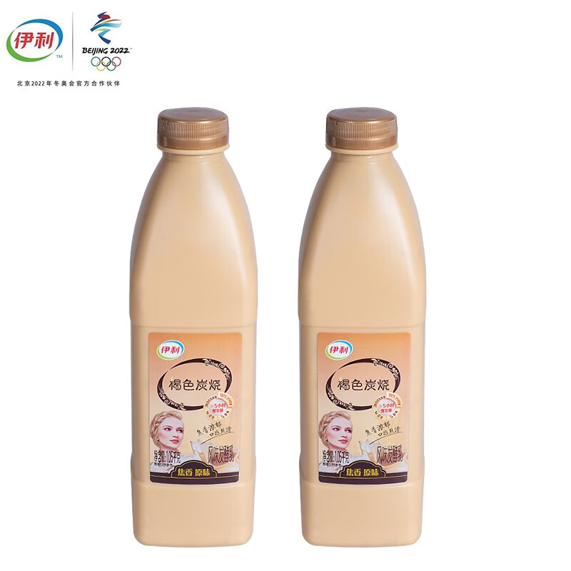伊利 褐色炭烧酸奶1050g/桶风味发酵乳低温酸牛奶 1050g*2桶