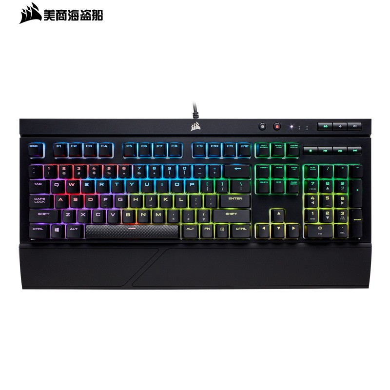 美商海盗船 (USCORSAIR) K68 RGB 机械键盘 有线连接 游戏键盘 全尺寸 RGB IP32防护 黑色 樱桃红轴