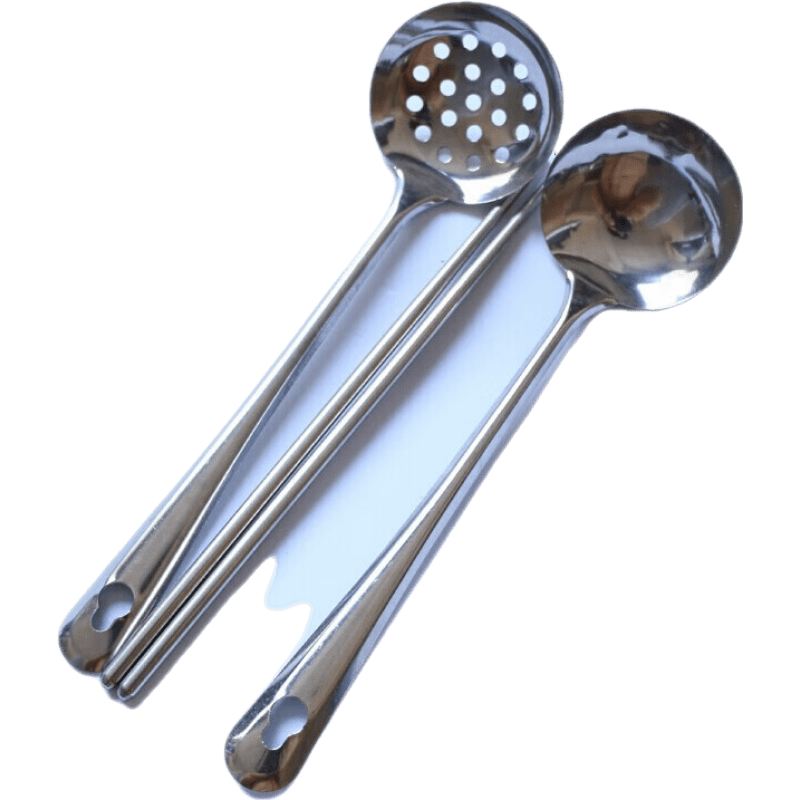 沉弗加厚不銹鋼火鍋勺湯漏勺長(zhǎng)柄大湯匙全柄湯殼湯漏勺 湯勺漏勺筷子三件套