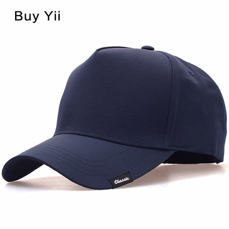 BuyYii 帽子男夏款透气速干鸭舌帽夏天薄休闲大头围高顶棒球帽货车帽大码防晒遮阳 YSM-56速干深蓝色 普通码 可调节58-60cm