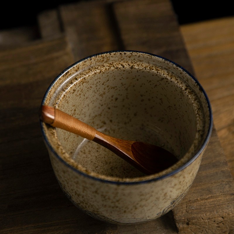 和风四季土火工坊釉下彩复古猪油罐油辣子罐家用餐厅盐罐调味罐陶瓷调料罐 和熙调料罐（360ml）配小白瓷勺