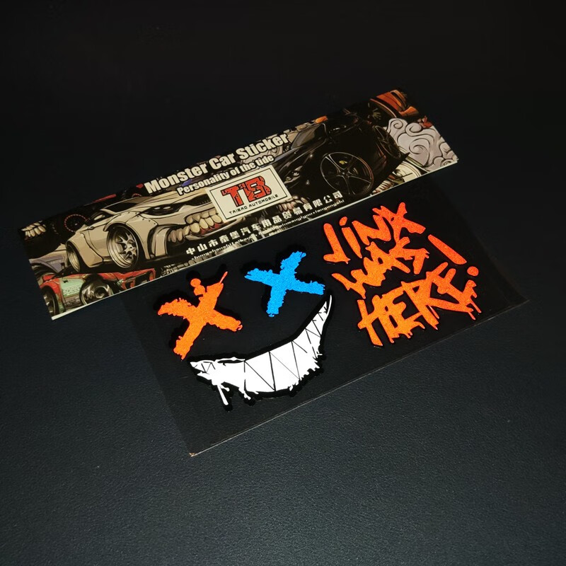 泰瑶jdm金克丝恶魔笑容反光贴汽车贴纸汽车贴纸汽车保险杠后窗的防水