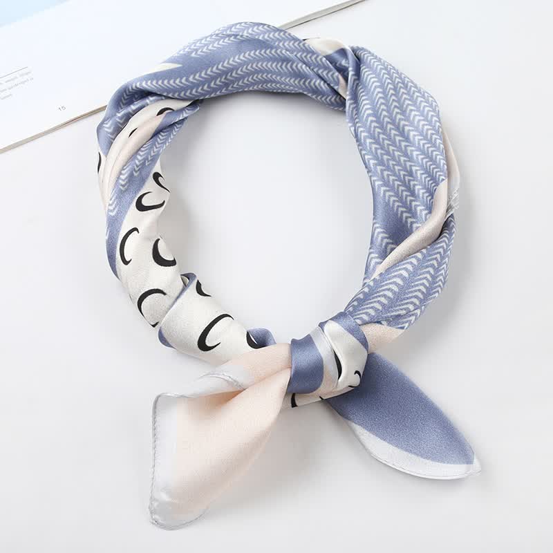 达芬奇密码高端真丝小方巾女领巾真丝丝巾桑蚕丝围巾节日送女士礼物 涟漪物语 蓝色