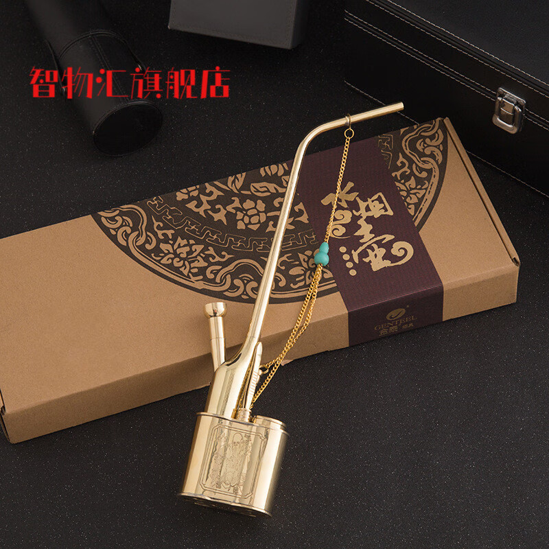 轻奢高端水烟袋全铜大号水烟壶过滤水烟斗复古水烟袋卷烟两用