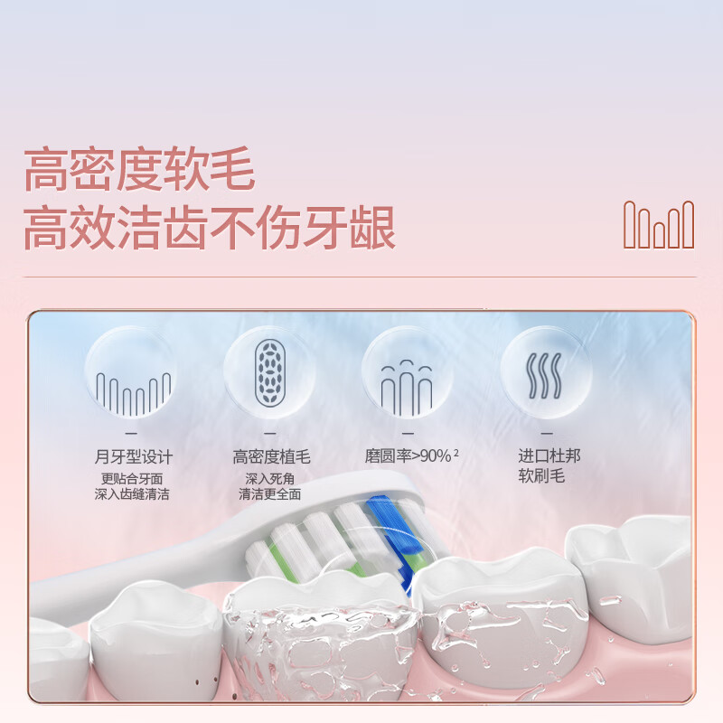 博皓(prooral)电动牙刷成人声波牙刷软毛不伤牙5档洁牙模式 学生朋友情侣节日送礼 T33 T33粉蓝