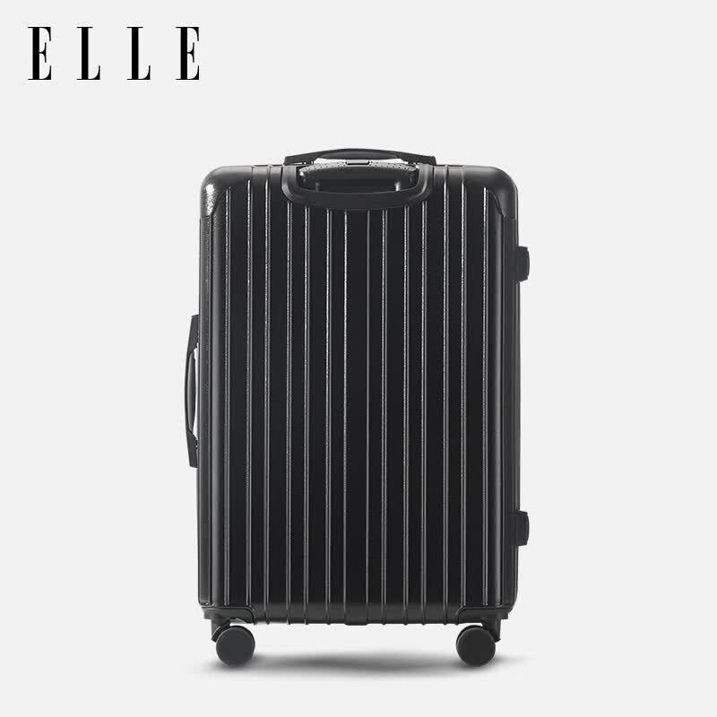 ELLE经典时尚行李箱拉杆箱防刮万向轮女士可登机密码箱大容量运动旅行 经典黑 24英寸 【需托运-三七开】