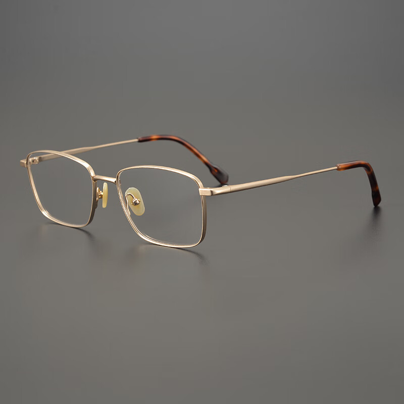 9g日本手造超轻纯钛眼镜 全框男潮商务方框近视女成品眼镜框架 金色