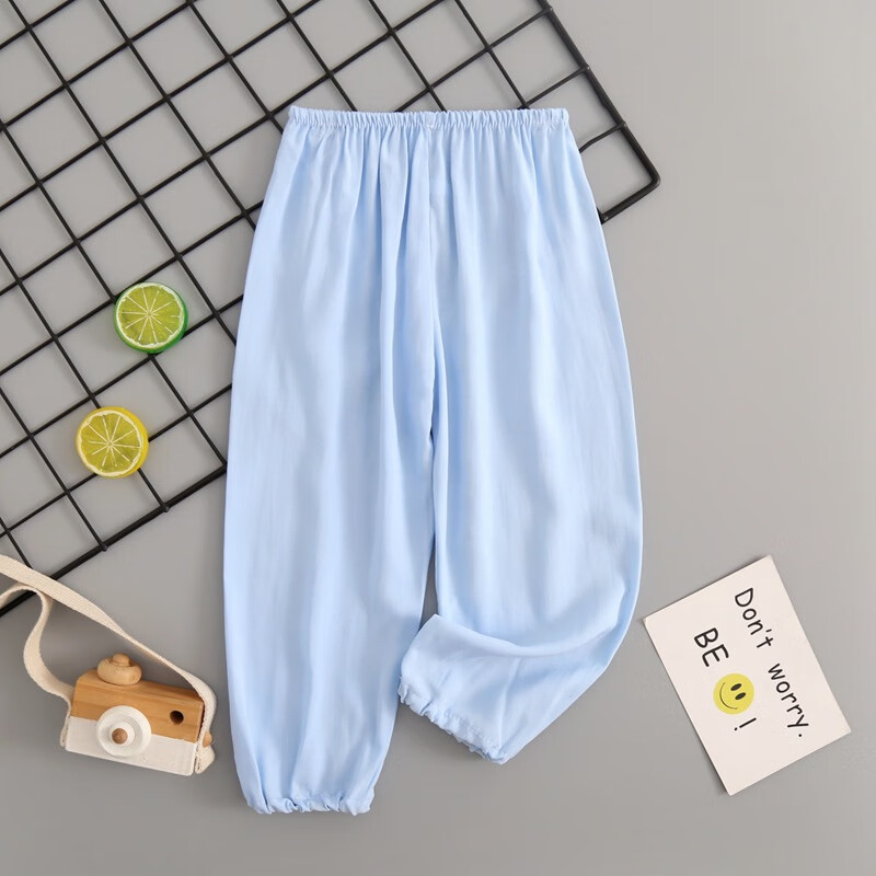 桑纪(sangji)春夏季儿童绵绸灯笼裤男孩防蚊裤宝宝小孩人造棉绸空调裤