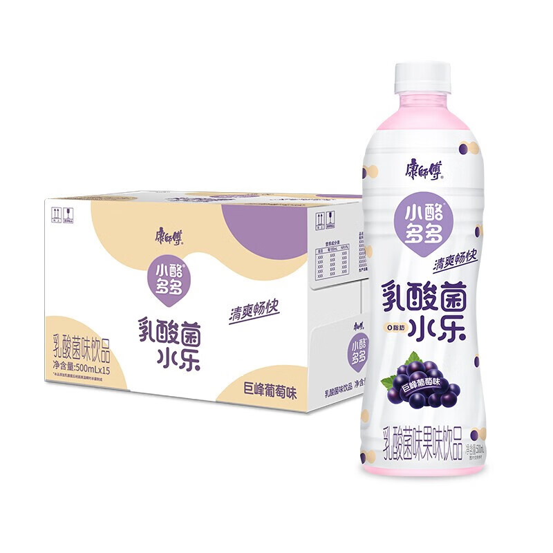 康师傅 小酪多多乳酸菌水乐巨峰葡萄味500ml*15瓶装葡萄味含乳饮品 小