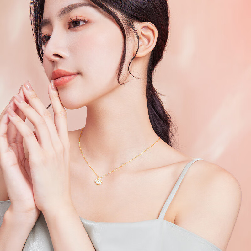 周六福（ZLF）新年礼物 S925银饰项链女玫瑰花吊坠月光小众轻奢链坠送礼 链坠链长40+5cm