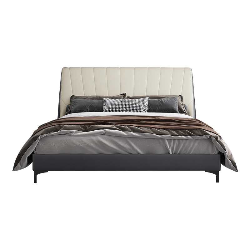 海马海木意式极简床1.8米轻奢皮床北欧双人1.5简约现代主卧室婚床小户型 【羊皮绒+碳素钢】皮艺软床 1500mm*1900mm