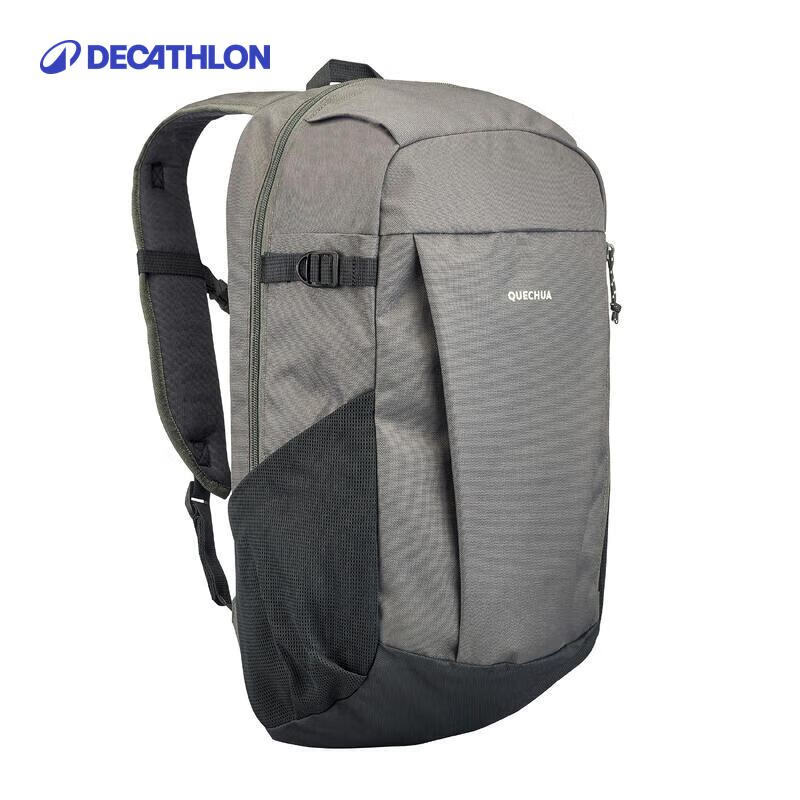迪卡侬（DECATHLON）户外背包双肩男女书包登山轻便休闲旅行运动包 灰色-防泼水20升(新老款交替发货)
