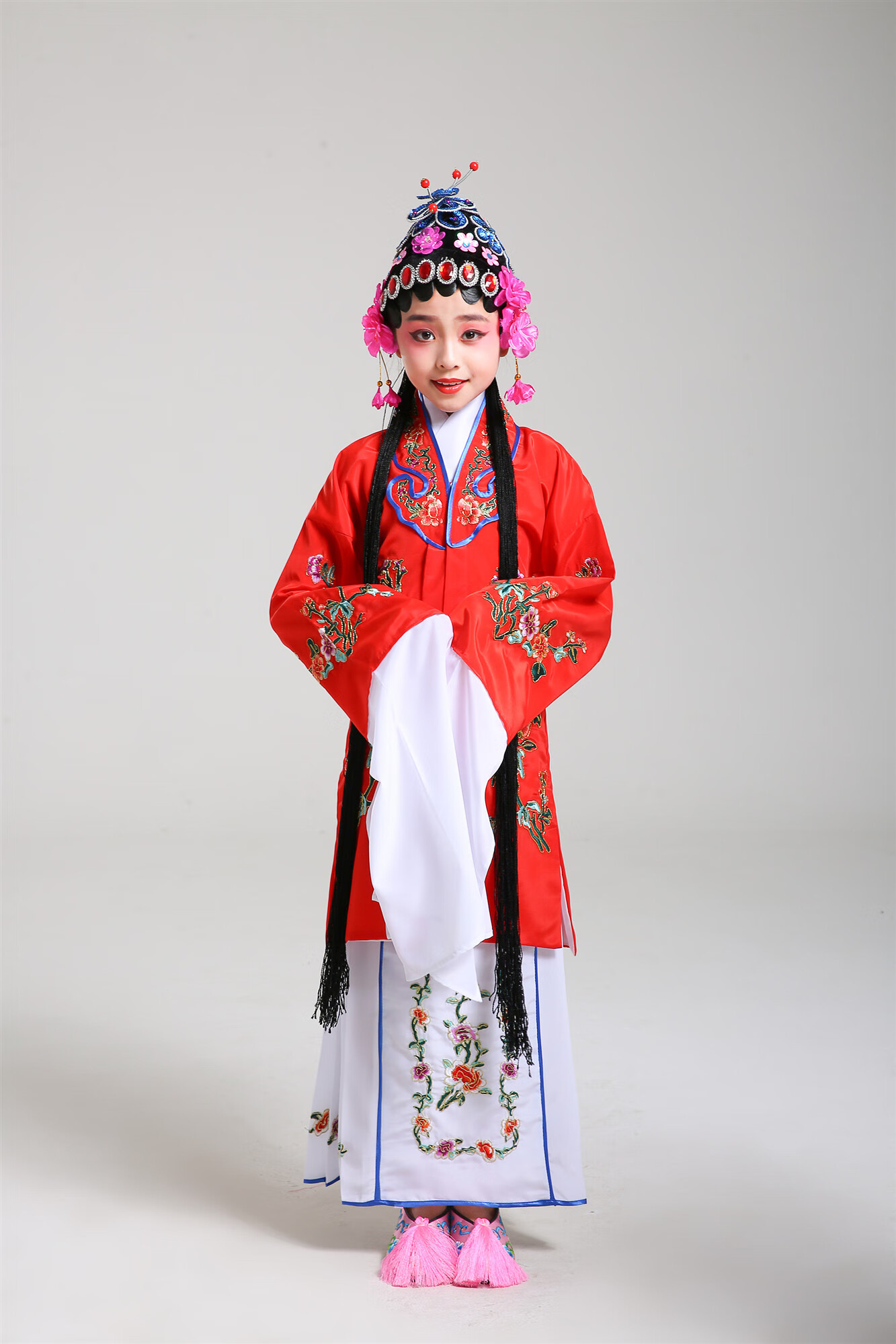 荣阔京剧服装京剧戏服豫剧花旦戏曲服装女青衣水袖舞蹈演出服 红色对