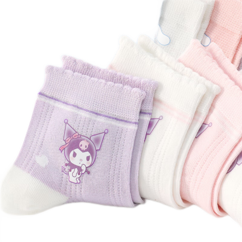 Hello Kitty兒童襪子秋季女童抗菌防臭襪庫洛米小女孩寶寶短襪 KU241003 20cm