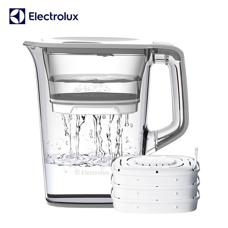 伊莱克斯（Electrolux） 滤水壶净水壶家用净水器 欧洲净化水杯 高密度过滤芯 大白一壶（无芯）三芯
