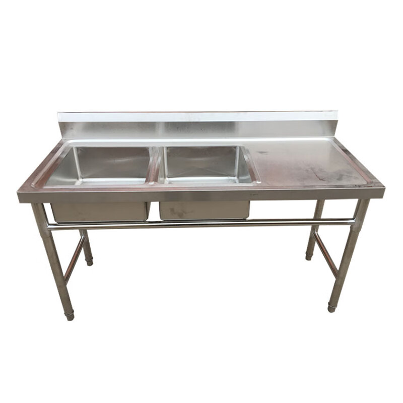 信基高格 商用不锈钢双星盆右台双槽水池右操作台
