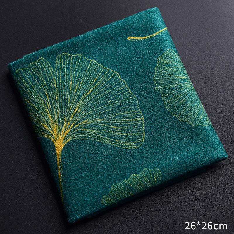 矜瓷 彩绘茶巾吸水茶布茶具配件不掉毛 茶几茶桌功夫茶实用毛巾 彩绘