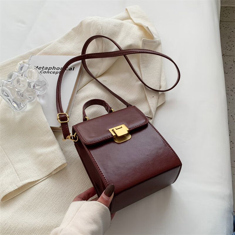 酷奇袋鼠夏季迷你小包包女2024新款潮腰包小众百搭 酒红手机包