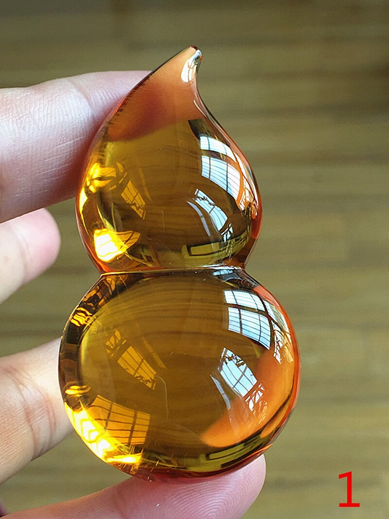 石宫匠黄水晶葫芦吊坠旺寓福禄双收干净体黄色水晶情侣男女挂坠送绳 1