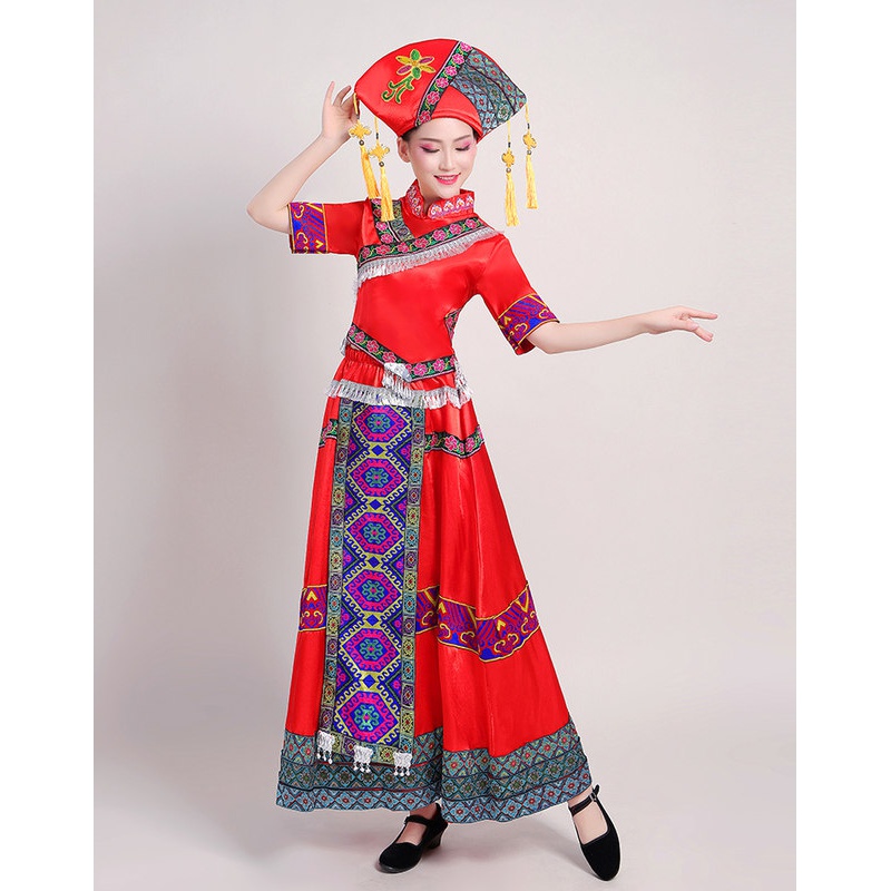 法施希 三月三成人壮族服装女演出服男歌圩节广西少数民族舞蹈服服饰