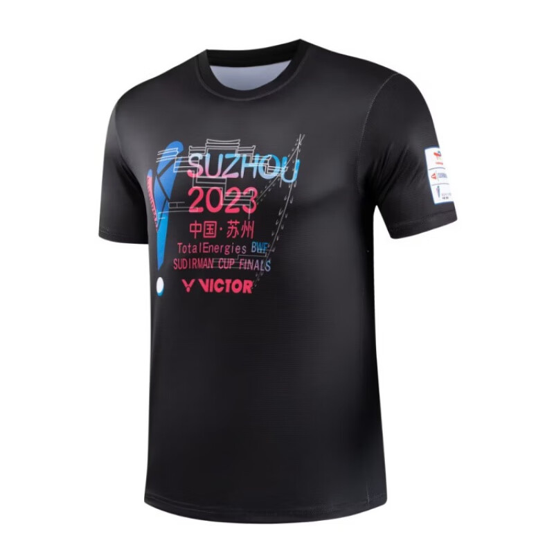 苏迪曼杯羽毛球服苏州短袖速干图案文化衫黑色纪念款恤男女 黑色 男女