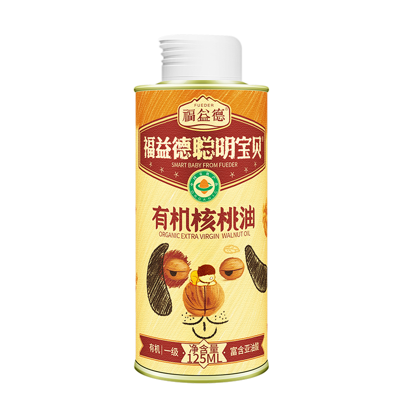 福益德  DHA营养核桃油125ml 牛油果油紫苏籽油 孕妇宝宝食用油 有机核桃油125ml*1瓶