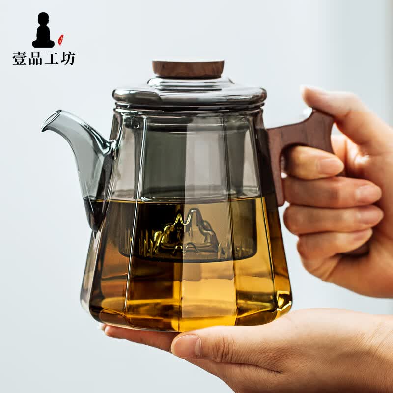 一品工坊木把玻璃泡茶壶茶水分离耐高温家用功夫茶具套装电陶炉煮茶器茶壶 崇韵壶-鸦青怎么样,好用不?
