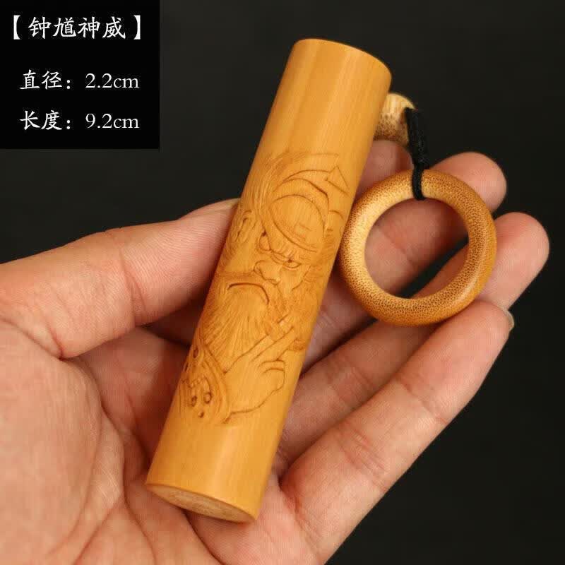 嫁福竹节手把件名家书文手刻实心竹文玩竹雕小件老