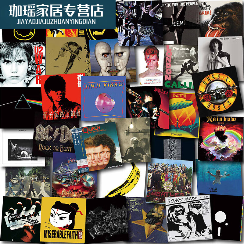 贝意品摇滚乐队唱片封面贴纸复古朋克个性吉他装饰笔记