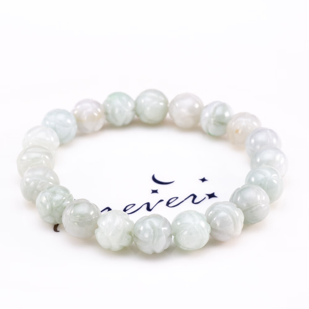 timeswind天然翡翠莲花手串莲花珠玉石手链时尚男女款手饰 10mm