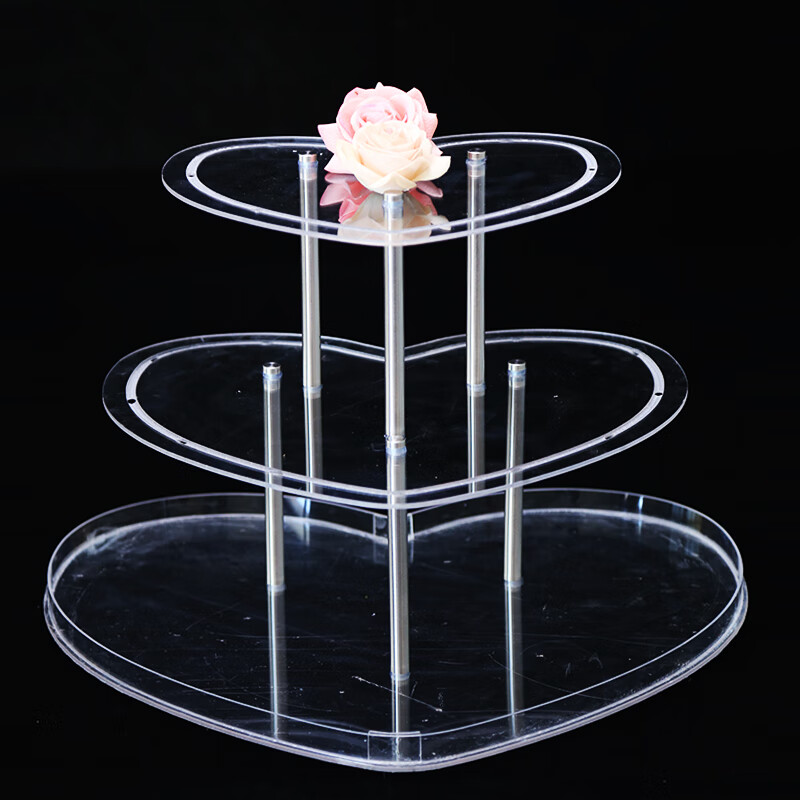 香槟塔新款三层心形婚庆道具led酒塔架子婚礼布置亚克力杯塔 三层心形