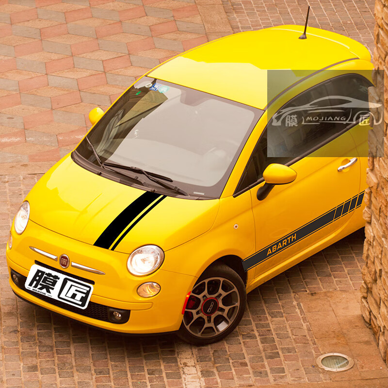 适用于菲亚特500车贴拉花fiat500装饰车身改装贴纸abarth彩条贴花