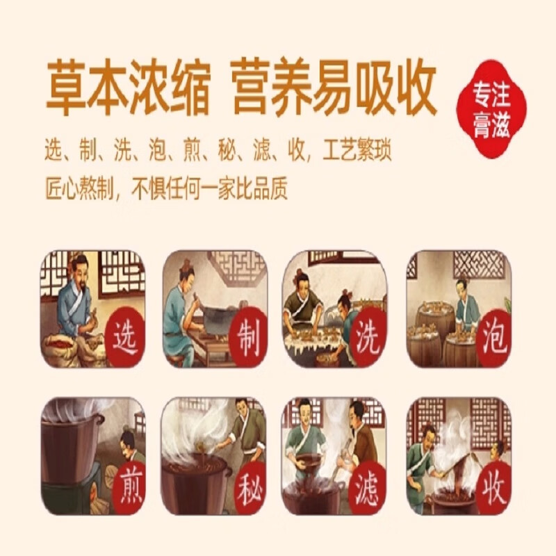 人参阿胶御品膏黄精桑葚雪莲枸杞茯苓山药非遗八繁滋补养生膏滋 人参阿胶御品膏1040g【4瓶】