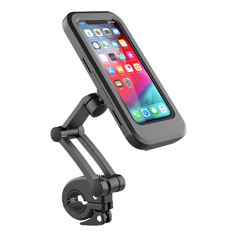 ROGTYO自行车手机架全包防水手机支架电动车摩托车骑行外卖固定导航支架 车把款(360°可调节 灵敏触屏 加高底座）